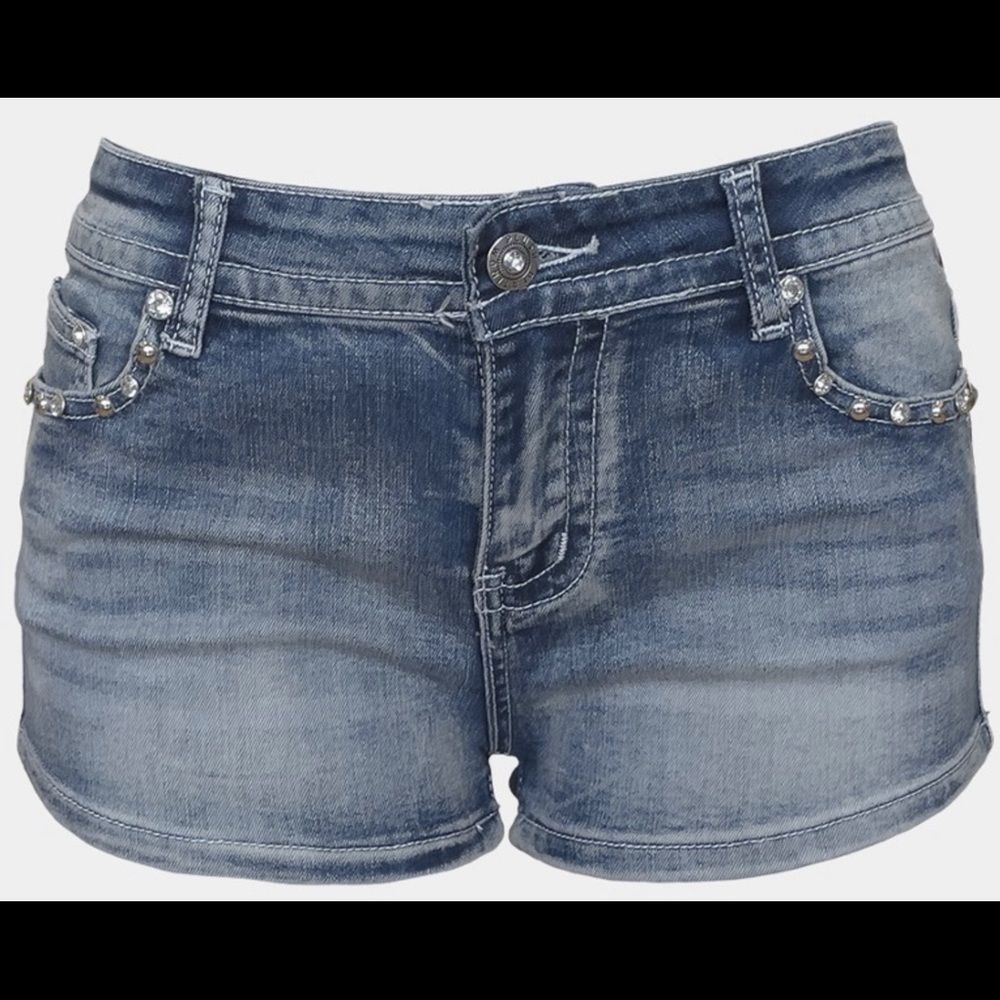 Free Rider Motorcycle Rhinestone Shorts - Picture 4 of 7